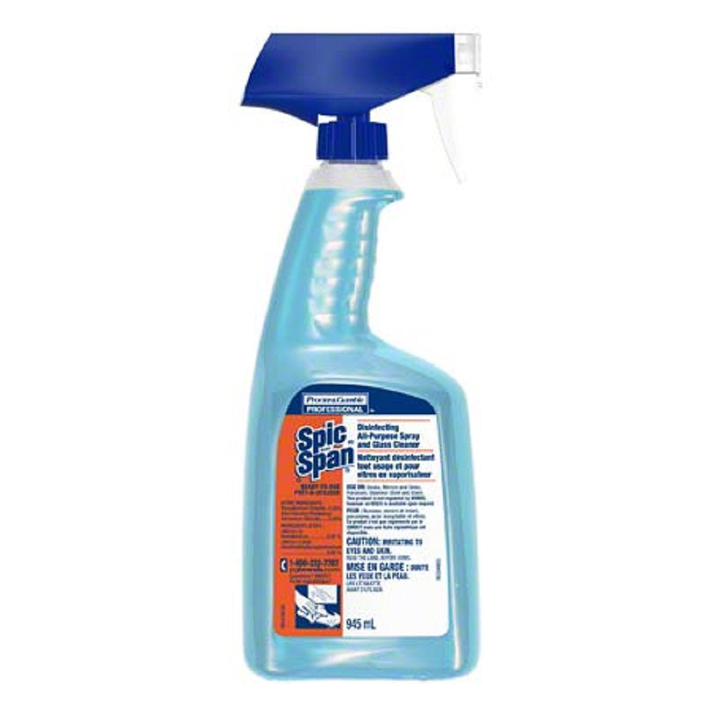 P&G Professional™ Spic & Span® Disinfecting All-Purpose Spray and Glass Cleaner, Light blue, 945ml, Sold Individually-B2B Discounters