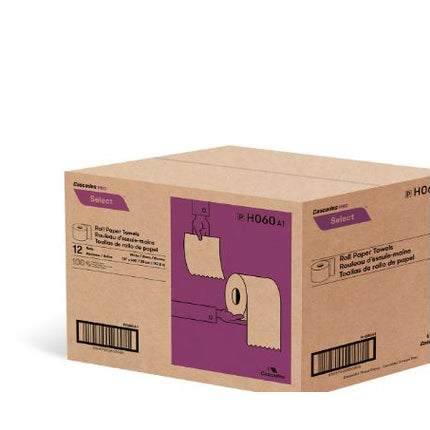 Cascades® H060 Pro Select Roll Towel, 8" x 600', White, 12/Case-B2B Discounters