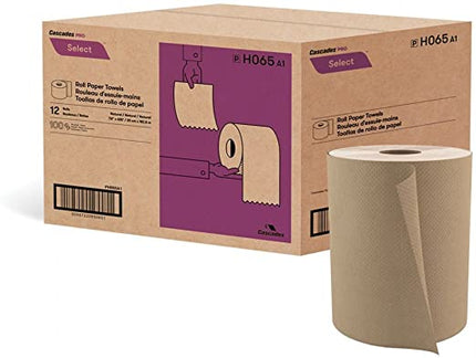 Cascades PRO® Roll Paper Towel, 1 Ply, Recycled Fibers, Natural, 12/Case, Made in Canada-B2B Discounters