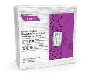 Cascades® N050 Pro Select Dinner Napkin, 15.5" x 16", 1/8 Fold, White, 12/Case-B2B Discounters