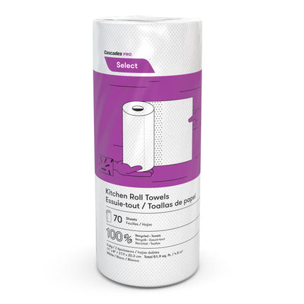 Cascades PRO Select® Roll Towel, Natural, 100% Recycled Fibres, 12/Case-B2B Discounters