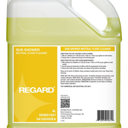 REGARD® Sun Shower Neutral Cleaner, Floral Scent, 4L, Sold Individually-B2B Discounters
