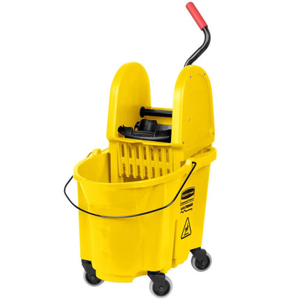 Rubbermaid® Wavebrake® 35 Quart Down Press Bucket and Wringer, Yellow, 1/Each-B2B Discounters