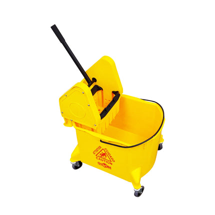 Globe™ Mop Bucket with Down Press Wringer Combo, Yellow, 16.25" L X 27.5" W X 32.5" H, 40 Quarts, Sold Individually-B2B Discounters