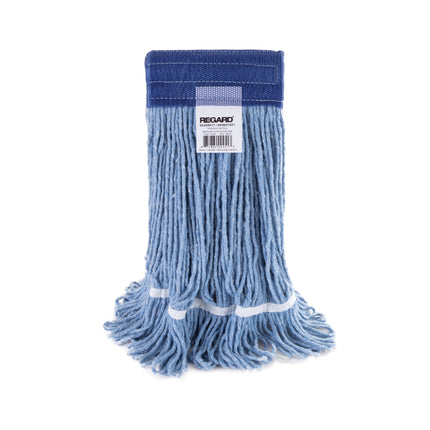 REGARD® Looped-End Wide Band Wet Mop, Blue, Small, Synthetic Yarn, Sold Individually-B2B Discounters