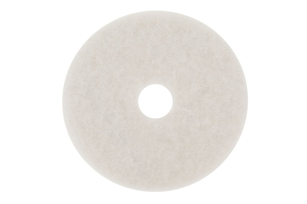 3M™ Super Polish Floor Pad, White, Round, 13" Diameter, Non-Woven Polyester, Sold Individually-B2B Discounters