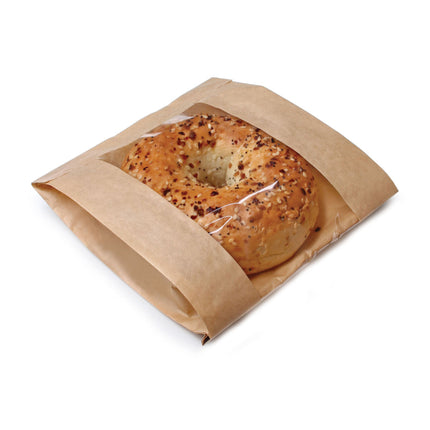 Ecocraft® Single Portion Bag 6-1/2" x 2" x 8-1/2", Grease Resistant With Window, 50/Case-B2B Discounters