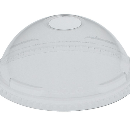 Dart® Solo® Ultra Lid Dome With Hole, PETE, Clear, 100/Pack, 10 Packs/Case-B2B Discounters