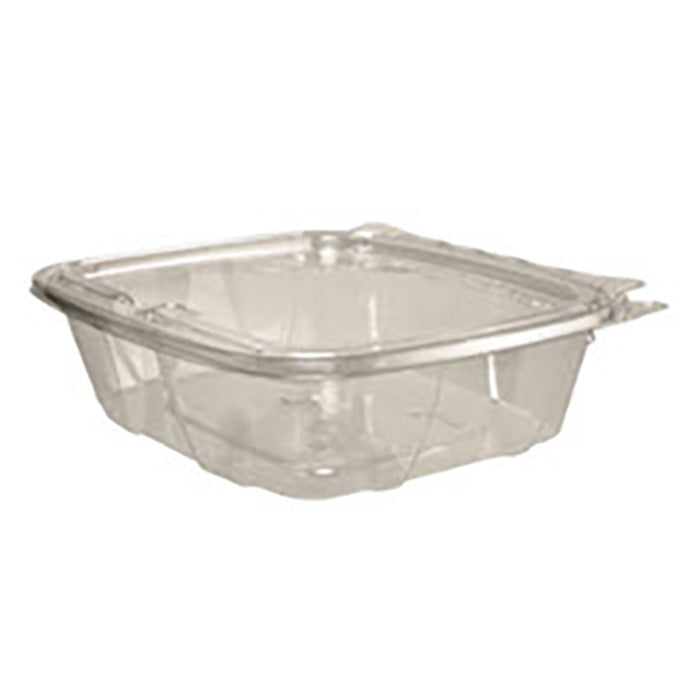 Dart® SafeSeal™ Tamper Evident Hinged Container With Flat Lid, 24oz, RPETE, Clear, 100/Pack, 2 Packs/Case-B2B Discounters