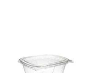 Dart® SafeSeal™ Tamper Evident Hinged Container With Flat Lid, 12oz, RPETE, Clear, 100/Pack, 2 Packs/Case-B2B Discounters