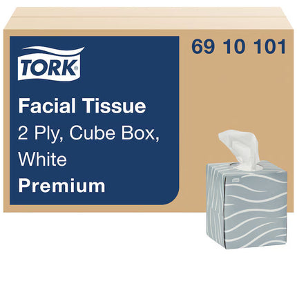 Tork Premium Facial Tissue Cube Box, 2ply, White, 100 Sheet/Box, 30 Boxes/Case-B2B Discounters
