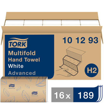 Tork® Advanced Xpress® Multifold Paper Hand Towel, 3-Panel, 2-Ply, 189 Towels/Pack, 16 Packs/Case-B2B Discounters
