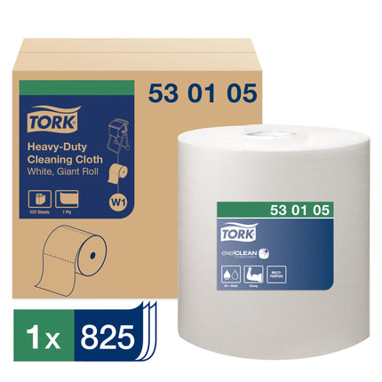 Tork® Heavy-Duty Cleaning Cloth, Giant Roll, exelCLEAN® Technology, 1-Ply, 914.38'/Roll, 1 Roll/Case-B2B Discounters
