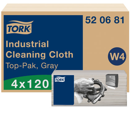 Tork® Industrial Cleaning Cloths in Carrying Box, Grey, 1 Ply, Synthetic Fiber, 120 Sheets/Box, 4 Boxes/Case-B2B Discounters