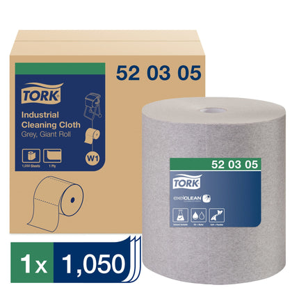 Tork® Industrial Cleaning Cloth, Giant Roll, exelCLEAN® technology, Grey, 1050 Sheets/Roll, 1 Roll/Case-B2B Discounters