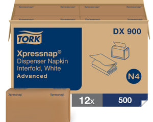 Tork® Advanced Xpressnap® Interfold Dispenser Napkin, 1 Ply, White, 500 Napkins/Pack, 12 Packs/Case-B2B Discounters