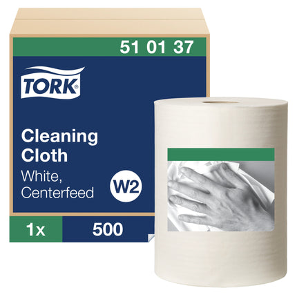 Tork® Premium Multipurpose Cleaning Cloth, Centrefeed, 1-Ply, White, 500 Sheets/Roll, 1 Roll/Case-B2B Discounters