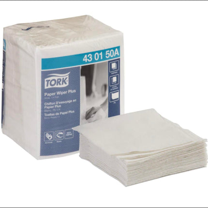 Tork® Paper Wiper Plus, 1/4 Fold, 1 Ply, White, 90 Wipers/Pack, 12 Packs/Case-B2B Discounters