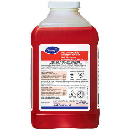 Diversey® Suma® D10 Concentrated Detergent Sanitizer, Red, 2.5L, 2/Case-B2B Discounters