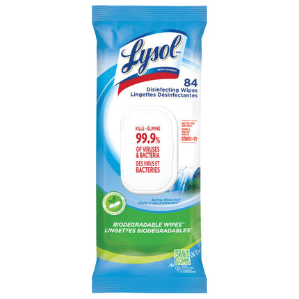 Lysol® Disinfecting Wipes, Spring Waterfall scent, 4 packs per case.