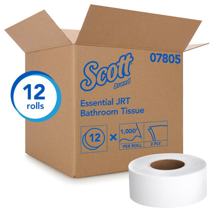 Scott® High-Capacity Jumbo Roll Toilet Paper (07805), 2-Ply, White, Non-perforated, 1,000'/Roll, 12 Rolls/Case, 12,000'/Case-B2B Discounters