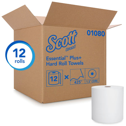 Scott® Essential Universal Plus Hard Roll Towel, 1-Ply, White, 425', 12 Rolls/Case-B2B Discounters