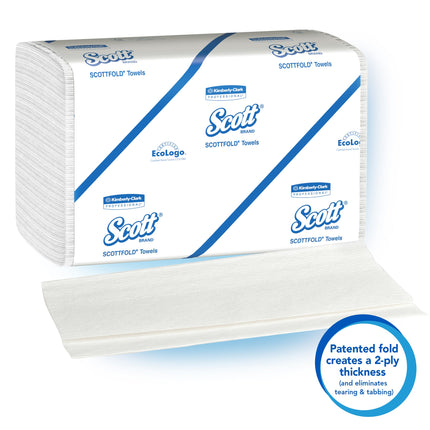 Scott® Pro Scott®fold Multifold Paper Towels (01960), With Absorbency Pockets, 7.8" x 12.4" sheets, White, 175 Sheets/Pack, 25 Packs/Case, 4,375 Sheets/Case-B2B Discounters