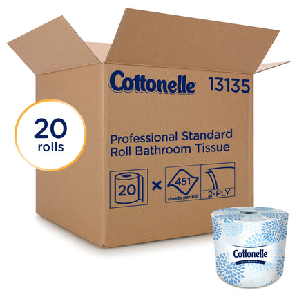 Cottonelle® Professional Standard Roll Toilet Paper, 2-Ply, White, 20 Rolls/Case, 451 Sheets/Roll-B2B Discounters