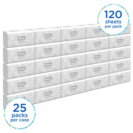 Kleenex® Premium Folded Paper Towels with Fast-Drying Absorbency Pockets, White, 120 Trifold Towels/Pack, 25 Packs/Case-B2B Discounters