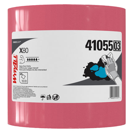 WypAll® X80 Cloth Jumbo Roll, Red, 475 Sheets/Roll, 1 Roll/Case-B2B Discounters