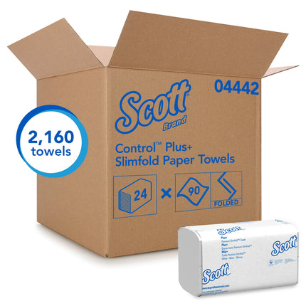 Scott® Pro Slimfold Paper Towels (04442), With Fast-Drying Absorbency Pockets, White, 24 Packs/Case, 90 Sheets/Pack, 2,160 Sheets/Case-B2B Discounters