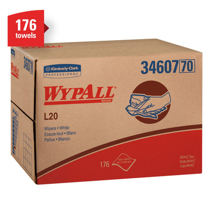 WypAll® General Clean L20 Medium Cleaning Cloths, White, 4-Ply, 176 Wipes/Case-B2B Discounters