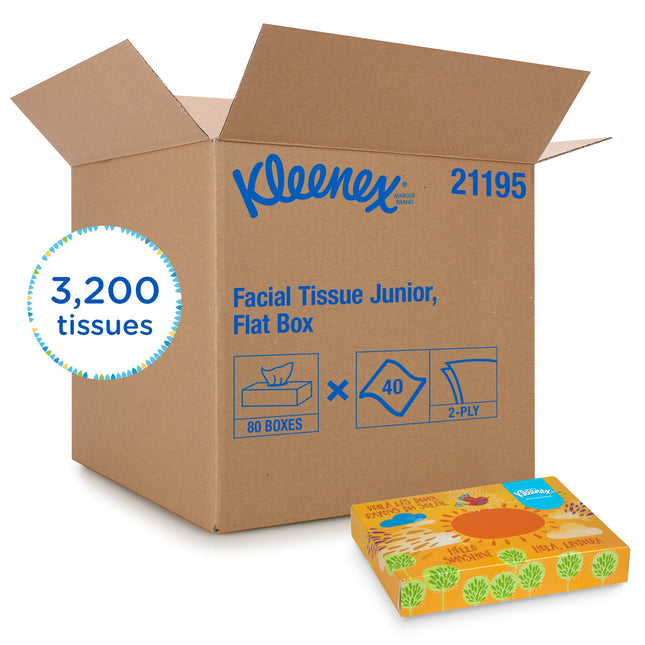 Kleenex® Jr Facial Tissue, 2 Ply, 48 Tissues/Box, 64 Boxes/Case-B2B Discounters