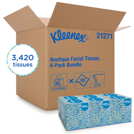 Kleenex® Facial Tissue Cube, Upright Face Tissue Box, 6 Bundles / Case, 6 Boxes / Bundle, 36 Boxes / Case-B2B Discounters