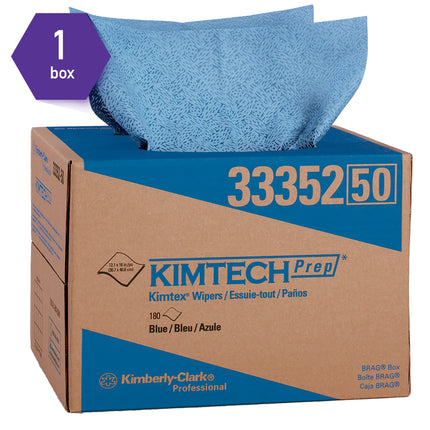 WypAll® Oil, Grease & Ink Cloths (33352), Brag Box, Lint-Free Towels, Blue, 180 Sheets/Box, 1 Box/Case, 180 Sheets/Case-B2B Discounters