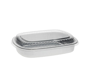 Pactiv® Aluminum Classic Carry-Out Container with PET Dome Lid, 60oz, Silver/Clear, 50/Case-B2B Discounters