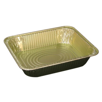 Pactiv® Half-Size Deep Aluminum Steam Table, 120oz, Black/Gold, 100/Case-B2B Discounters