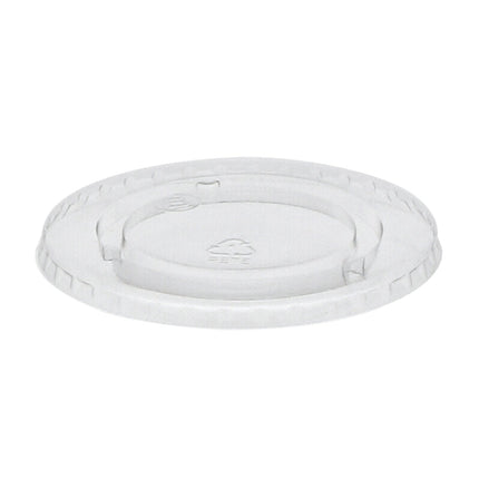 EarthChoice® Flat Lid No Straw Slot, Recycled, 12-24oz, Clear, RPET, 85 Lids/Pack, 12 Packs/Case-B2B Discounters