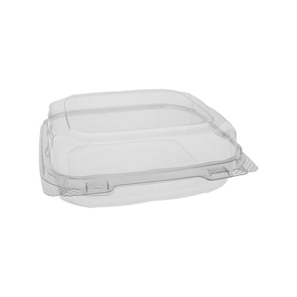 Pactive® Hinged Lid Container, Clear, 8" X 8" X 3", RPET, 100/Pack, 2 Packs/Case-B2B Discounters