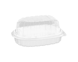 Pactiv® Medium Chicken Roaster Base and Lid, MFPP/OPS, 10" X 7.5" X 4", White/Clear, 110/Case-B2B Discounters