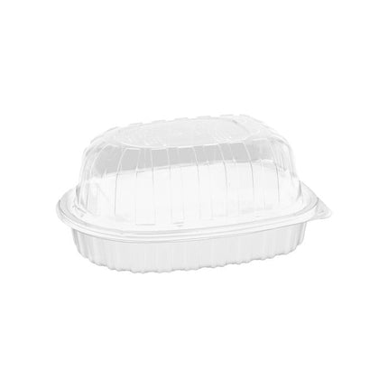 Pactiv® Medium Chicken Roaster Base and Lid, MFPP/OPS, 10" X 7.5" X 4", White/Clear, 110/Case-B2B Discounters