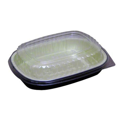 Pactiv® Aluminum Carry-Out Container with OPS Dome Lid, 23oz, Black/Gold, 100/Case-B2B Discounters
