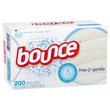 Bounce® Free and Gentle Fabric Softener Dryer Sheets, White, 200/Box, 6 Boxes/Case-B2B Discounters