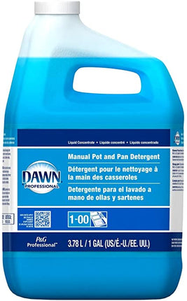 Dawn® Pot and Pan Manual Liquid Dish Detergent, Blue Liquid, No Added Fragrance, 1gal, 4/Case-B2B Discounters