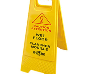 Rubbermaid® Wet Floor Sign, Yellow, Bilingual, 27", 1/Each-B2B Discounters