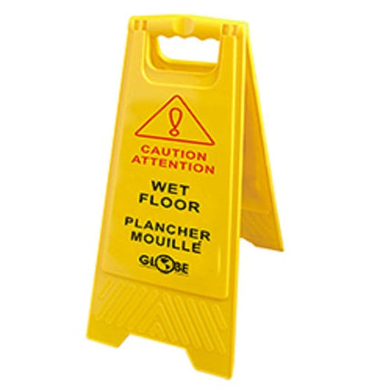 Rubbermaid® Wet Floor Sign, Yellow, Bilingual, 27", 1/Each-B2B Discounters