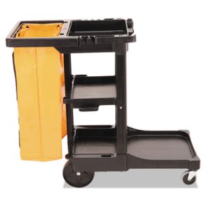Rubbermaid® Janitor Cart With Vinyl Bag, Black, 1/Each-B2B Discounters