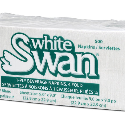 Kruger® White Swan® Beverage Napkin, White, 1-Ply, 4000/Case-B2B Discounters