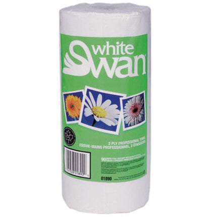 White Swan® Professional Towel, White, 80 Sheets/Roll, 2 Rolls/Pack, 12 Packs/Case, Made in Canada-B2B Discounters