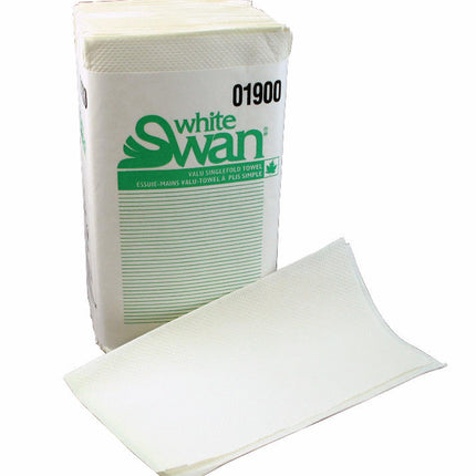 White Swan® Singlefold Towel, 1 Ply, White, 16 Towels/Case-B2B Discounters